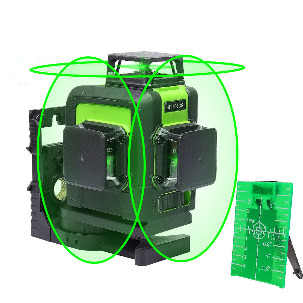 Huepar Nivel láser 3D autonivelante 3x360 línea transversal verde de t –  Los tornillos