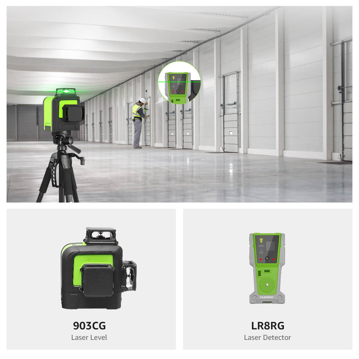 Huepar Livello Laser Elettronico Autolivellante 3D A Raggio Verde 3x360 Cross Line 130ft Livello Professionale Dt03g 31762594 - Foto 9