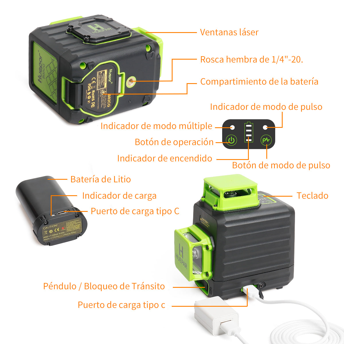 Huepar B02CG Nivel láser