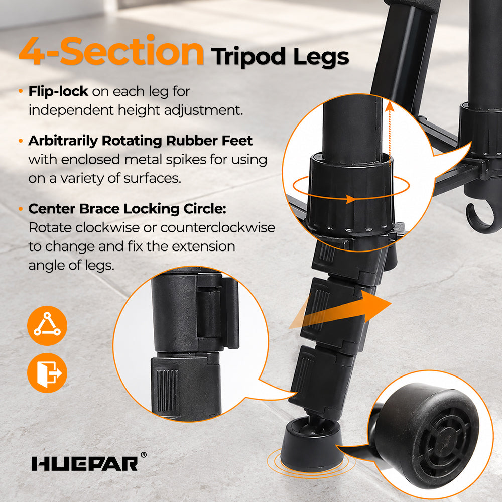 Huepar TPD14 - Láser autonivelant nivel de luz láser trípode ajustable 143cm