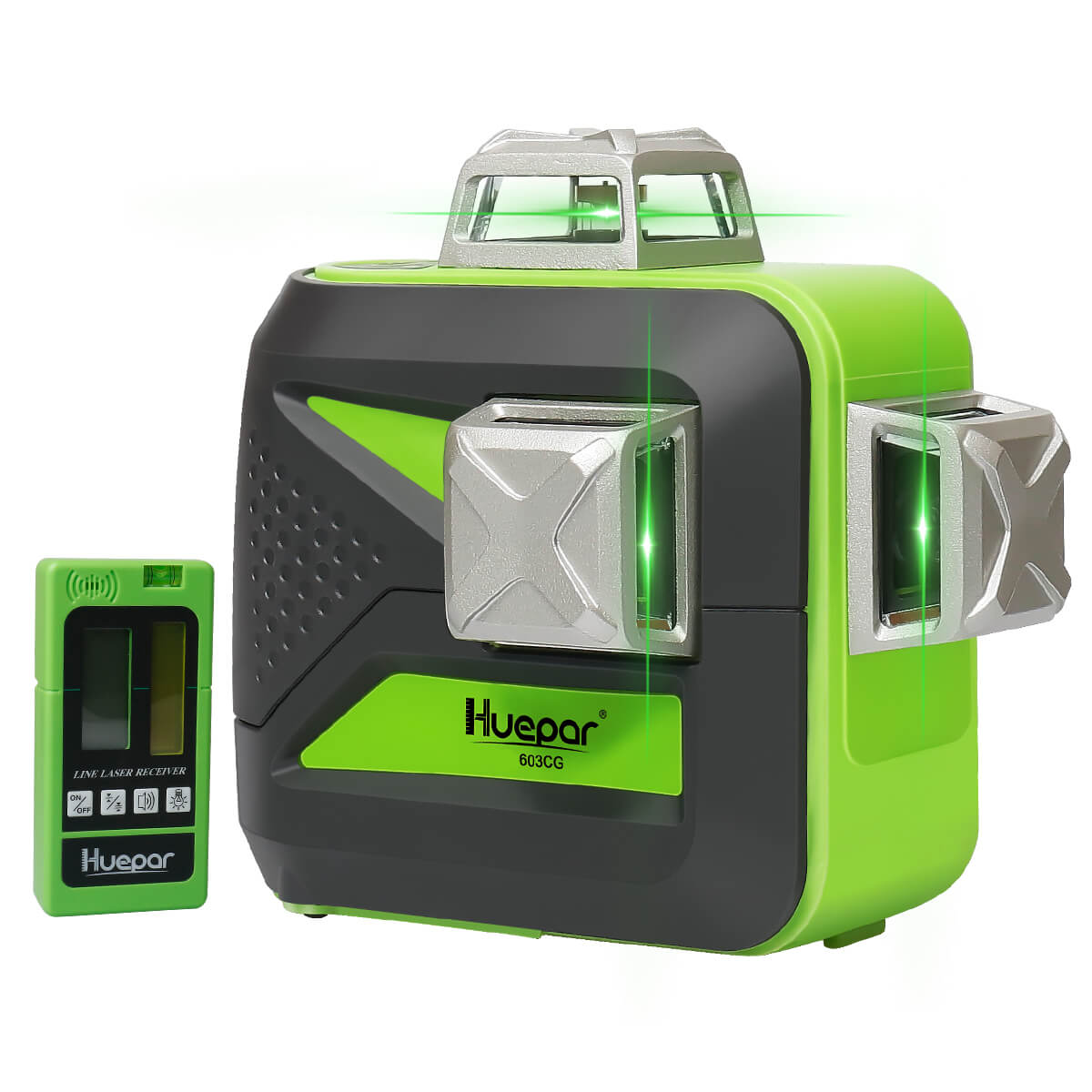 Huepar Nivel láser, nivel láser autonivelante con línea cruzada de haz  verde, línea láser vertical y horizontal, herramienta láser de alineación  de