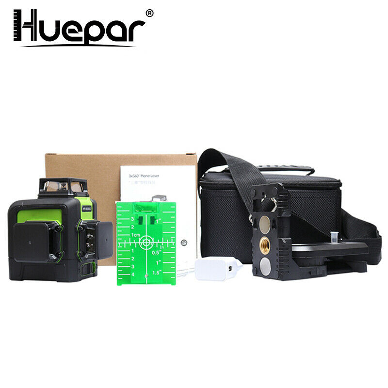 Huepar – Nivel láser de autonivelación 360. nivel silencioso 902CG de haz  verde de 150 pies, línea horizontal y vertical con base giratoria – Yaxa  Store