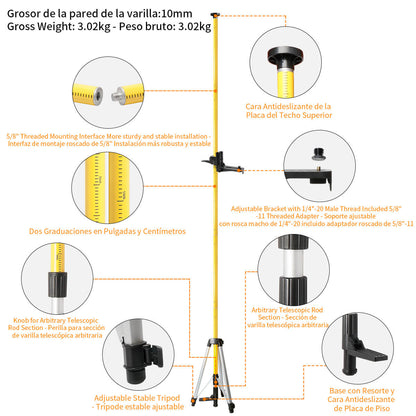 Huepar LP36 - Poste Telescópico Láser 3,7m