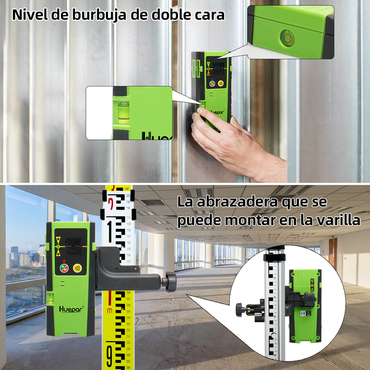 Huepar LR6RG - Detector láser para nivel láser de línea