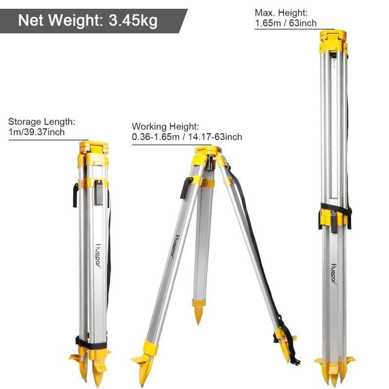 Huepar M3Y - Aluminum Flat Head Heavy Duty Tripod 1.65m / 65" with 5/8"-11 Male Thread - HUEPAR US